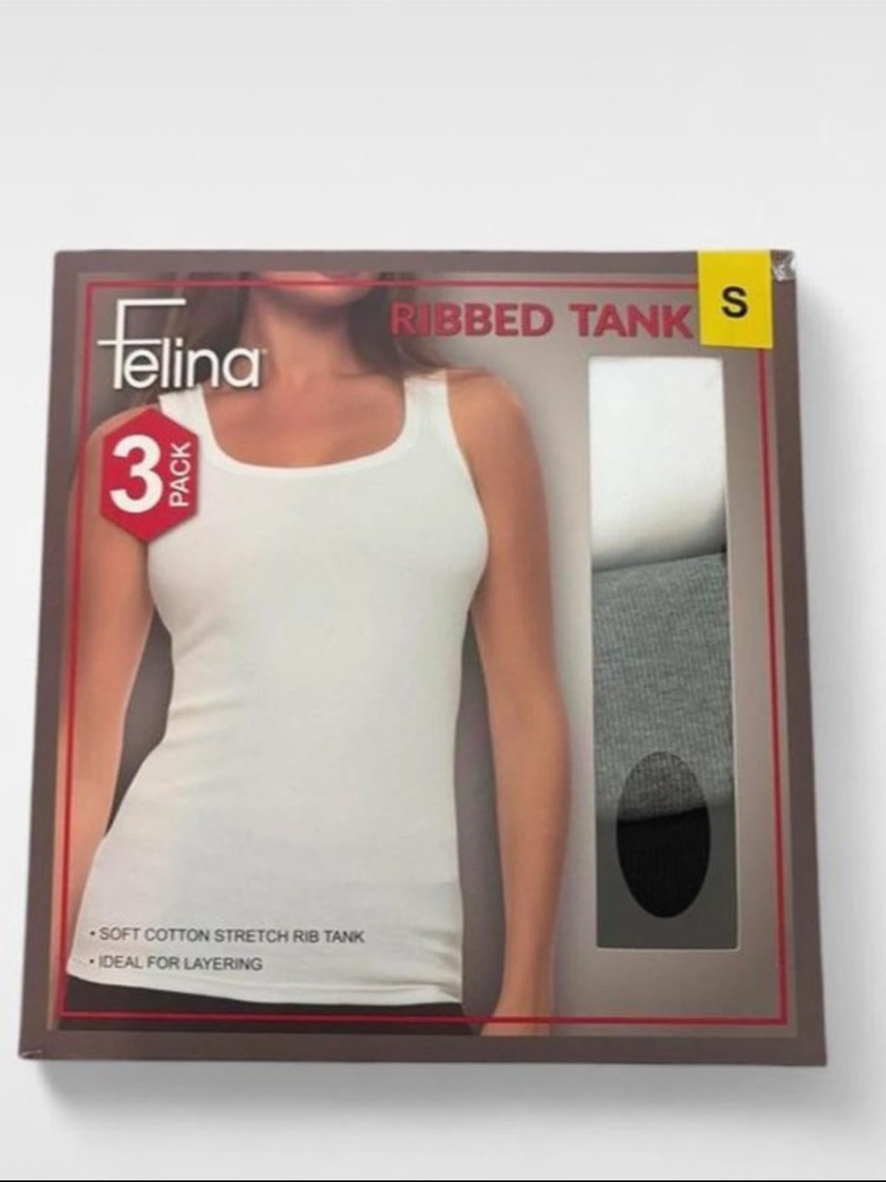 Felina Ribbed Tank 3-Pack - Gray, Black & White